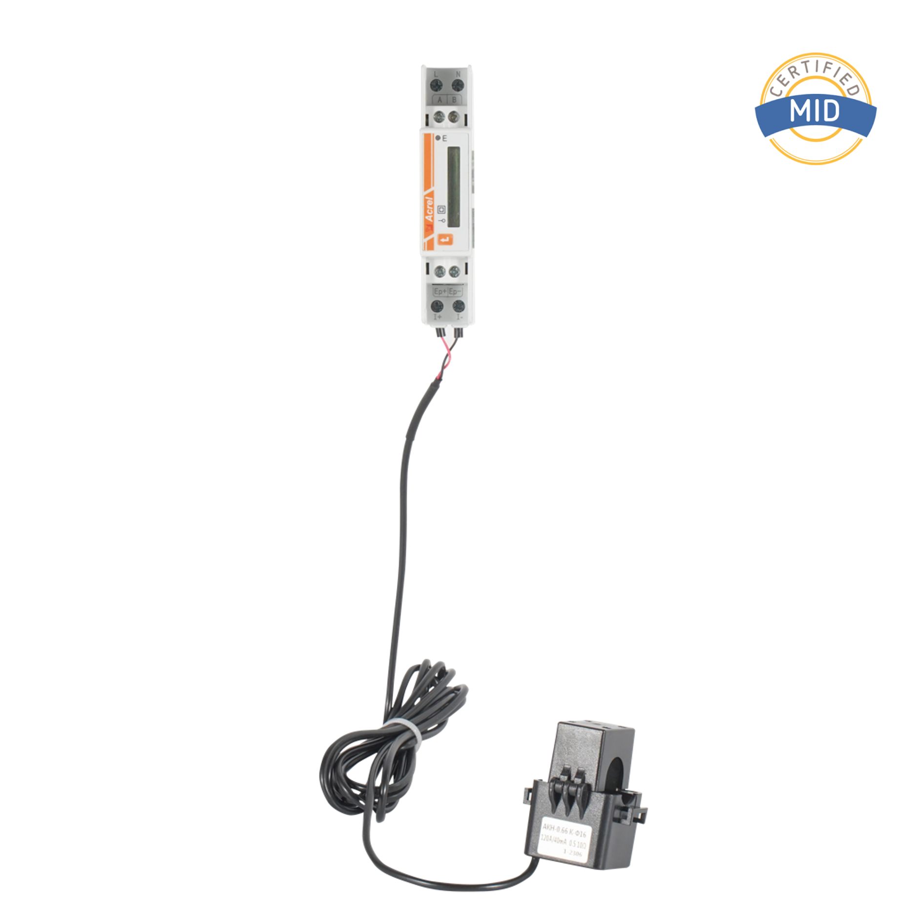MID-gecertificeerde AC eenfasige energiemeter met externe CT